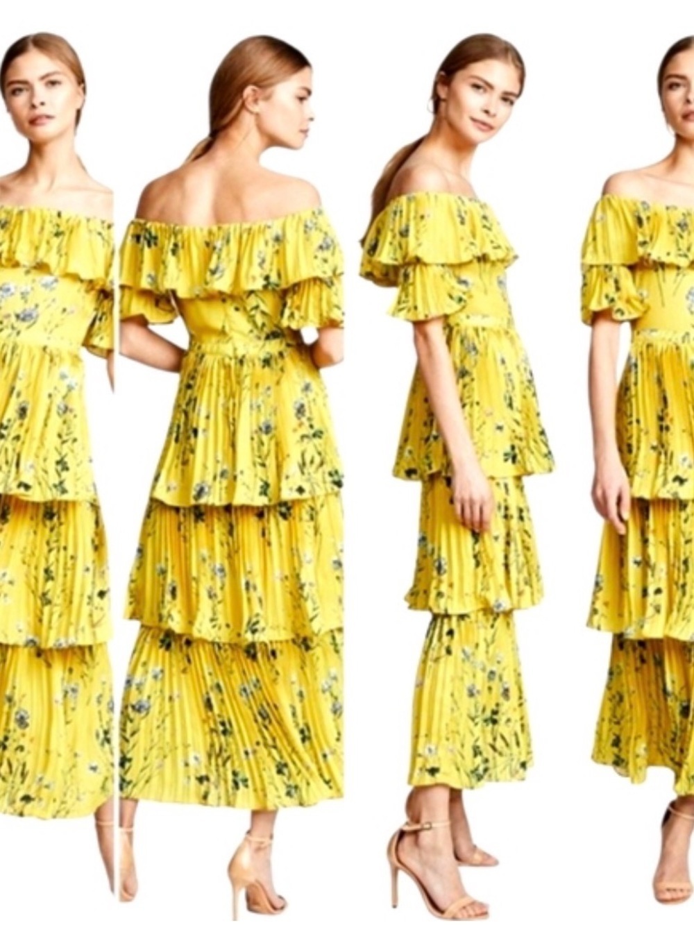 Aqua floral tiered off-shoulder maxi dress Sz medium worn once